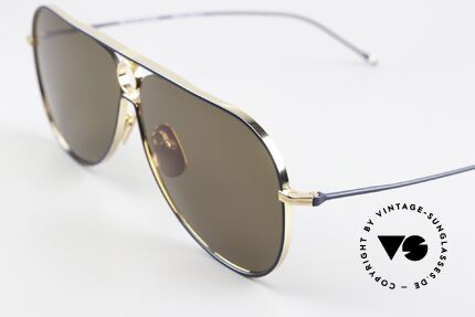 Thom Browne TBS115 Aviator Sunglasses XXL, anti-reflective sun lenses with a solid brown tint, Made for Men