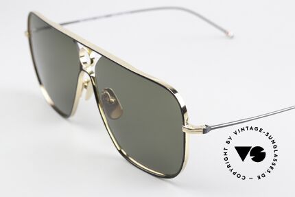 Thom Browne TBS114 XXL Square Aviator Shades, anti-reflective sun lenses with a solid green tint, Made for Men