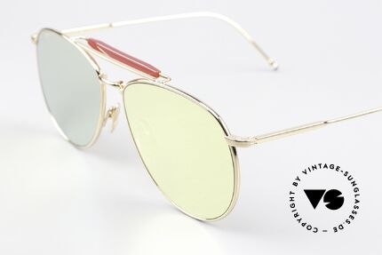 Thom Browne TB015 XL Aviator Gold Mirrored, GOLD-MIRROED sun lenses; 100% UV protection, Made for Men