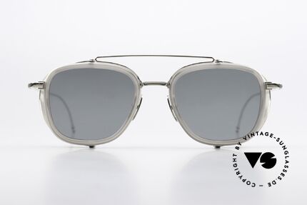 Thom Browne TB808 Light Silver Mirrored Lens, TITANIUM frame with side blinds in size 51-21, Made for Men