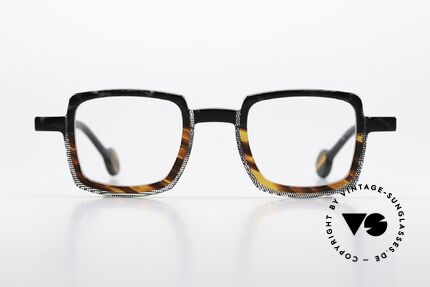 Theo Belgium Schaukel Acetate Frame Square Unisex, SCHAUKEL, color 2 (black brown transparent), Made for Men and Women