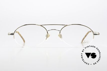 Bugatti 10594 90's Frame Nylor Thread, oval metal glasses with flexible spring hinges, Made for Men