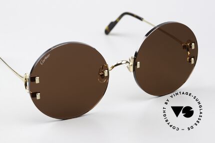 Cartier C-Decor Rimless Feminine Oversize Round, distinctive C-Decor temple hinges and square rivets, Made for Women