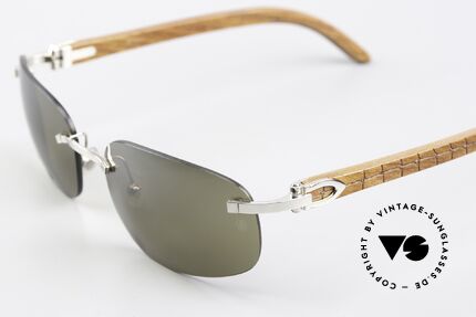 Cartier Spano Luxury Wood Sunglasses, unworn model with platinum finish & orig. Cartier case!, Made for Men