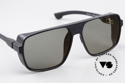 Mykita Mylon Daggoo Pitch Black Lightgold Flash, unworn with Mykita case; 100% UV protection, Made for Men