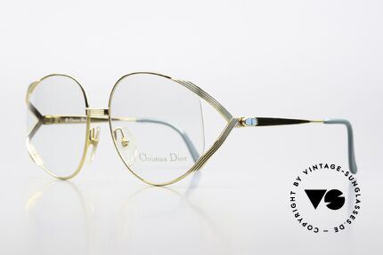 Christian Dior 2387 Ladies Vintage Frame 1989, yellow-gold frame with petrol-green accents, Made for Women