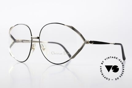 Christian Dior 2387 80's Frame Oversized Design, GOLD-PLATED frame with classic black accents, Made for Women