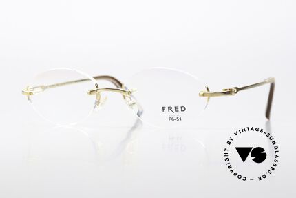 Fred Prestige Zirconium Gemstone Rimless Frame 90s Details