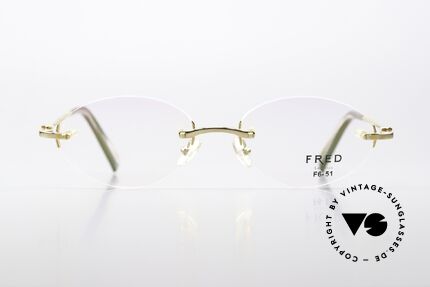 Fred Prestige Zirconium Gemstone Rimless Frame 90s, luxury eyeglass frame by FRED, Paris from the 90s, Made for Men and Women
