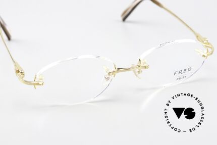 Fred Prestige Zirconium Gemstone Rimless Frame 90s, lens shape can be changed as desired (unisex specs), Made for Men and Women