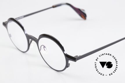 Theo Belgium Brilliant Round Eyeglasses Unisex, unisex frame, size 45-20, col. 506 (dark blue / gray), Made for Men and Women