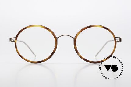 Lindberg Cameron 46 Air Titan Rim Round Frame Bronze Tortoise, mod. Cameron, size 46-22, temple length 135, col. U12, Made for Men and Women