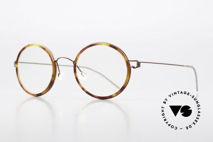 Lindberg Cameron 46 Air Titan Rim Round Frame Bronze Tortoise, striking refined Air Titan frame with Acetate inner rim, Made for Men and Women