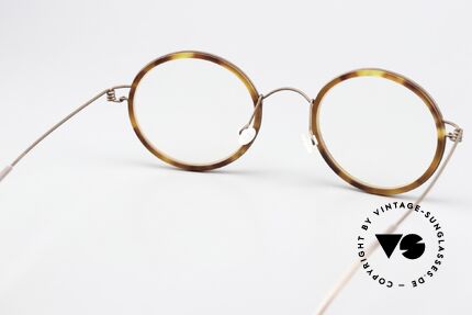 Lindberg Cameron 46 Air Titan Rim Round Frame Bronze Tortoise, orig. Lindberg DEMO lenses can be replaced optionally, Made for Men and Women