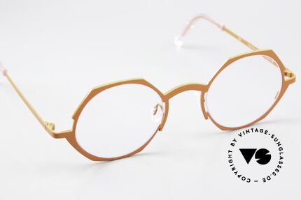 Theo Belgium Wave Pure Titanium Specs Orange, unworn; like all our rare vintage THEO eyewear, Made for Women