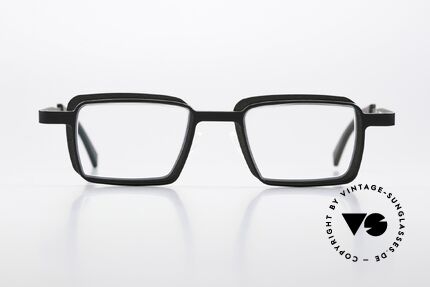 Theo Belgium Eye-Witness YC Black And Gray Eyeglasses, this model looks apparently unfinished & asymmetrical, Made for Men and Women
