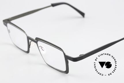 Theo Belgium Eye-Witness YC Black And Gray Eyeglasses, this WB model shines black metallic and gray (backside), Made for Men and Women