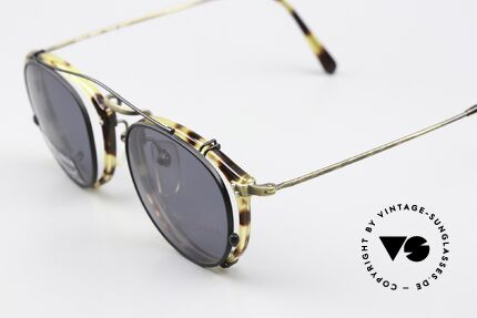 Giorgio Armani 318 Panto Glasses With Clip-On, amber / tortoise front & costly formed brass temples, Made for Men