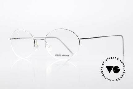 Giorgio Armani 27 90s Round Eyeglasses Nylor, timeless, oval, and shiny silver (unisex eyeglasses), Made for Men and Women