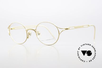 Yohji Yamamoto 51-4103 Panto Designer Glasses 90s, panto design for ladies & gents, size 47-21, matte gold, Made for Men and Women