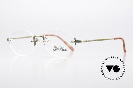 Jean Paul Gaultier 55-4671 90's Made In Japan Original, antique-brass frame with subtle details, in size 48/19, Made for Men and Women