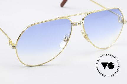Cartier Vendome Santos - L With Light Blue Sun Lenses, thus also usable as a fashion accessory (with 100% UV), Made for Men