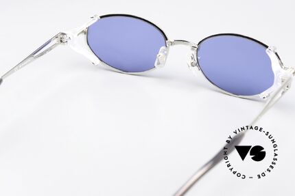 Jean Paul Gaultier 56-0035 Oval 90's Titanium Shades, with blue tinted sun lenses (for 100% UV protection), Made for Men and Women