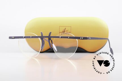 Theo Belgium Tita VI 9 90's Frame Blue Metallic, the clear DEMO lenses are fixed with screws at the frame, Made for Women