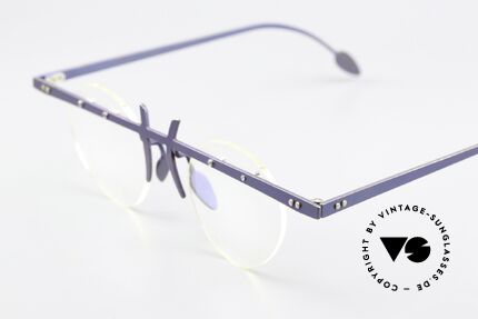 Theo Belgium Tita VI 9 90's Frame Blue Metallic, an old, unworn THEO original and NO RETRO EYEWEAR, Made for Women