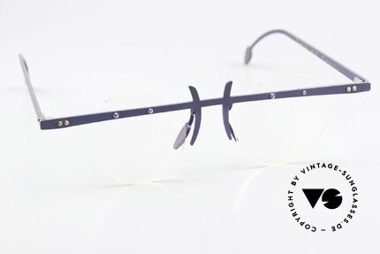 Theo Belgium Tita VI 9 90's Frame Blue Metallic, DEMO lenses should be replaced with optical / sun lenses, Made for Women