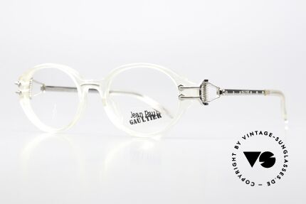 Jean Paul Gaultier 55-5201 90's Steampunk Eyewear, 'crystal' plastic front with silver metal components, Made for Men and Women