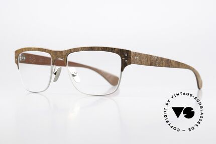 Lucas de Stael Nemus 14 Wood Leather Natural Specs, luxury model with leather cover (connoisseur glasses), Made for Men