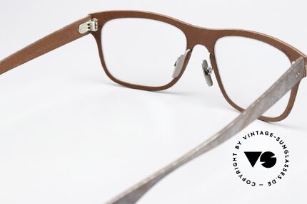 Lucas de Stael Stratus Thin 10 Frame With Leather Cover, color code 04: Magma slate / Medium brown cow leather, Made for Men