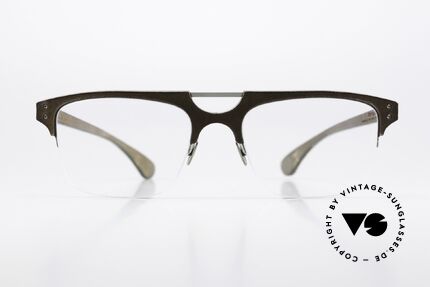 Lucas de Stael Minotaure Thin 15 Leather Covered Nylor Frame, striking square men's eyeglasses; handmade in France, Made for Men