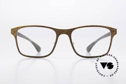 Lucas de Stael Nemus Thin 01 Walnut Dark Brown Leather, a pair of classic designer glasses; handmade in France, Made for Men and Women