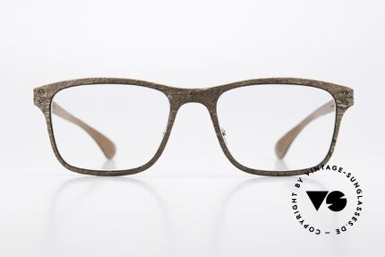 Lucas de Stael Stratus Thin 02 Copper Granite Brown Leather, a pair of classic designer glasses; handmade in France, Made for Men