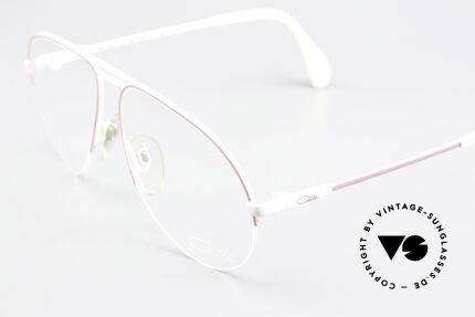 Cazal 726 West Germany Frame 1982, half rimless frame in white & pink (unisex), Made for Men and Women