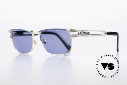 Jean Paul Gaultier 56-5109 Square Industrial Shades, col.2: silver frame with blue spring & blue lenses, Made for Men