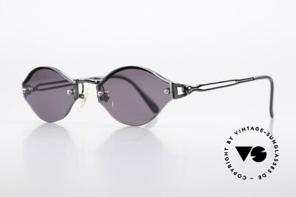Jean Paul Gaultier 56-7111 Rimless Designer Sunglasses, gunmetal frame with tiny details (top notch quality), Made for Men and Women