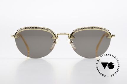 Jean Paul Gaultier 56-3175 Opulent Sunglasses Ladies, 22ct gold-plated frame with gray lenses, 100% UV, Made for Women
