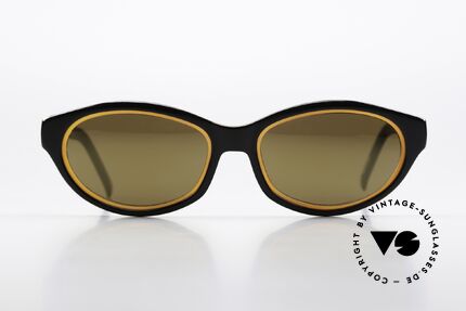 Jean Paul Gaultier 58-7204 Gold Mirrored Shades 1999, acetate frame front in black & gold + metal temples, Made for Men and Women