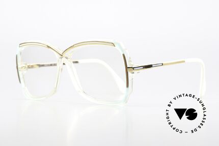 Cazal 177 1980's Glasses Eye-Catcher, brilliant coloring: crystal / turquois / gold / white, Made for Women