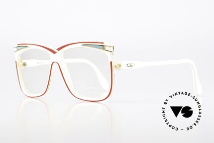 Cazal 168 1980's Glasses Eye-Catcher, frame: white-red-turquoise-gold, size 56/13, 130mm, Made for Women
