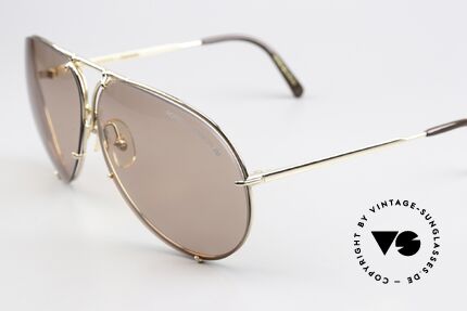 Porsche 5621 XL 1980's Aviator Shades, unworn rartiy with light brown sun lenses; 100% UV, Made for Men