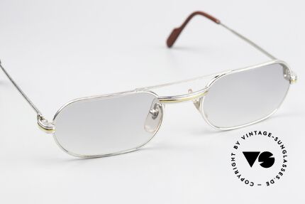 Cartier MUST LC - S 90's Luxury Frame Platinum, with light-gradient sun lenses (also wearable at night), Made for Men