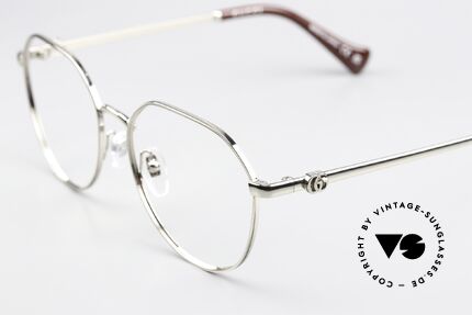 Gucci GG1145O Feminine Panto Specs 54mm, shiny silver metal frame, made in Japan quality, Made for Women