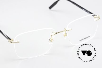 Montblanc MB0222O Rimless Glasses Gold-Plated, the lens shape can be changed (and thus also the size), Made for Men