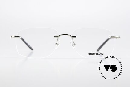 Montblanc MB0071O Rimless Frame Made In Japan, characteristical Mont Blanc design in black & silver, Made for Men