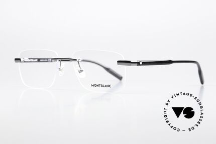 Montblanc MB0088O Men's Frame Rimless Gunmetal, very elegant men's eyeglasses; timeless luxury specs, Made for Men