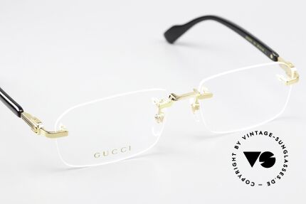 Gucci GG1221O Rimless Spec Unisex Gold, gold-plated metal frame, made in Japan quality, Made for Men and Women